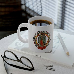 La Virgen de Guadalupe Watercolor Art Jumbo Mug, 20oz, Catholic Gifts, Our Lady of Guadalupe coffee cup, Coffee Addicts