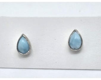Pendientes de larimar azul, de plata de ley, con forma de pera o lágrima, delicados, para orejas perforadas, NUEVOS