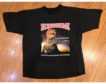 Camiseta de la banda Scorpions Moment of Glory Tour 2000 para hombre, talla *XL-2X?* Black Rock