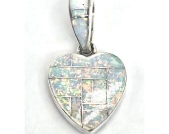 Multi-Gemstone Heart Shaped Pendant Sterling Silver Inlays Signed SM Reversible