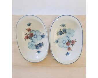 Plato ovalado Vintage Glimmer de Versatone Nortake para servir 2 tazones, 8,5", Japón B301W10