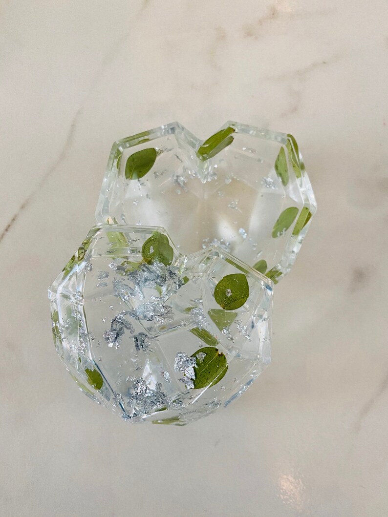 Resin ring holder with flowers Heart Jewelry Holder Wedding Etsy