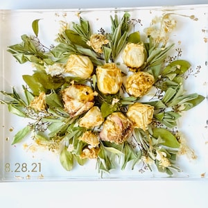 Clear Tray with gold handles, Flowers & Greenery Wedding Gift, Wedding Flower Preservation, Floral Preservation, Bridal Bouquet Preservation