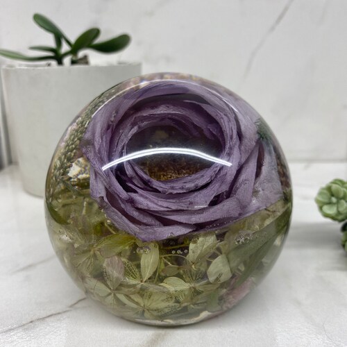 Flower Resin Paperweight Floral Preservation Large Etsy