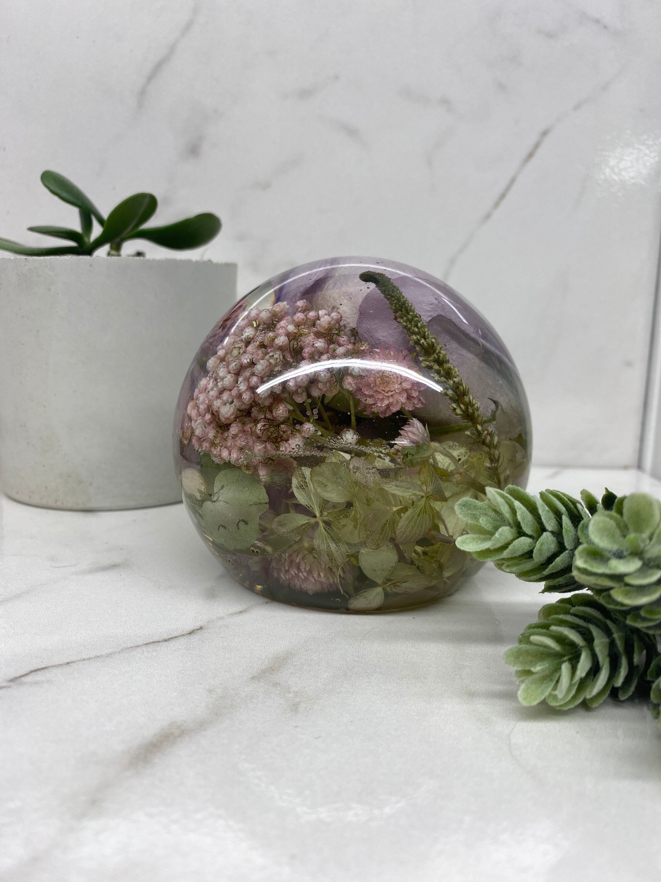 Flower Resin Paperweight Floral Preservation Large Etsy