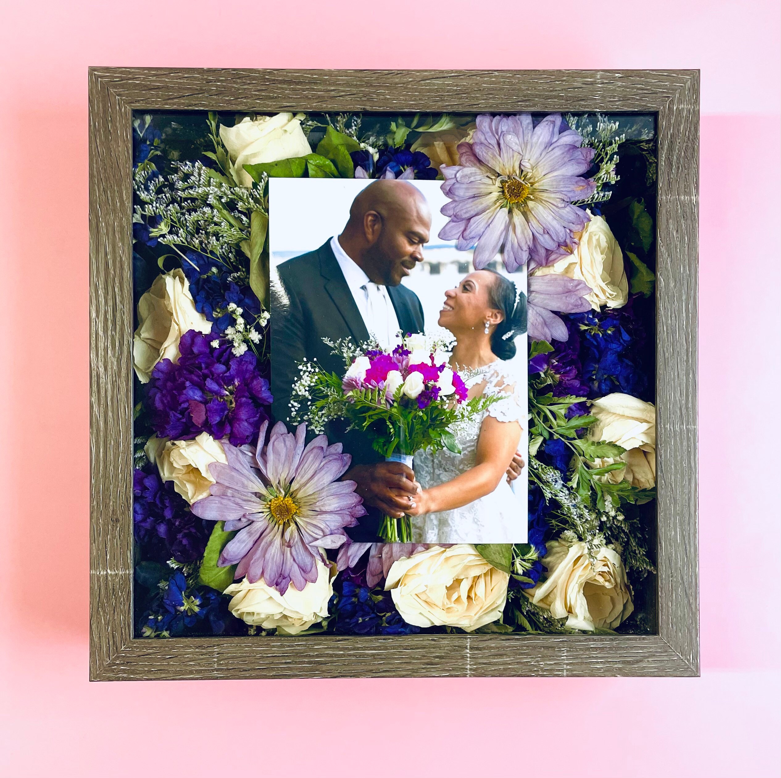 Shadow Box With Real Flowers and Photos, Flower Preservation, Pressed ...