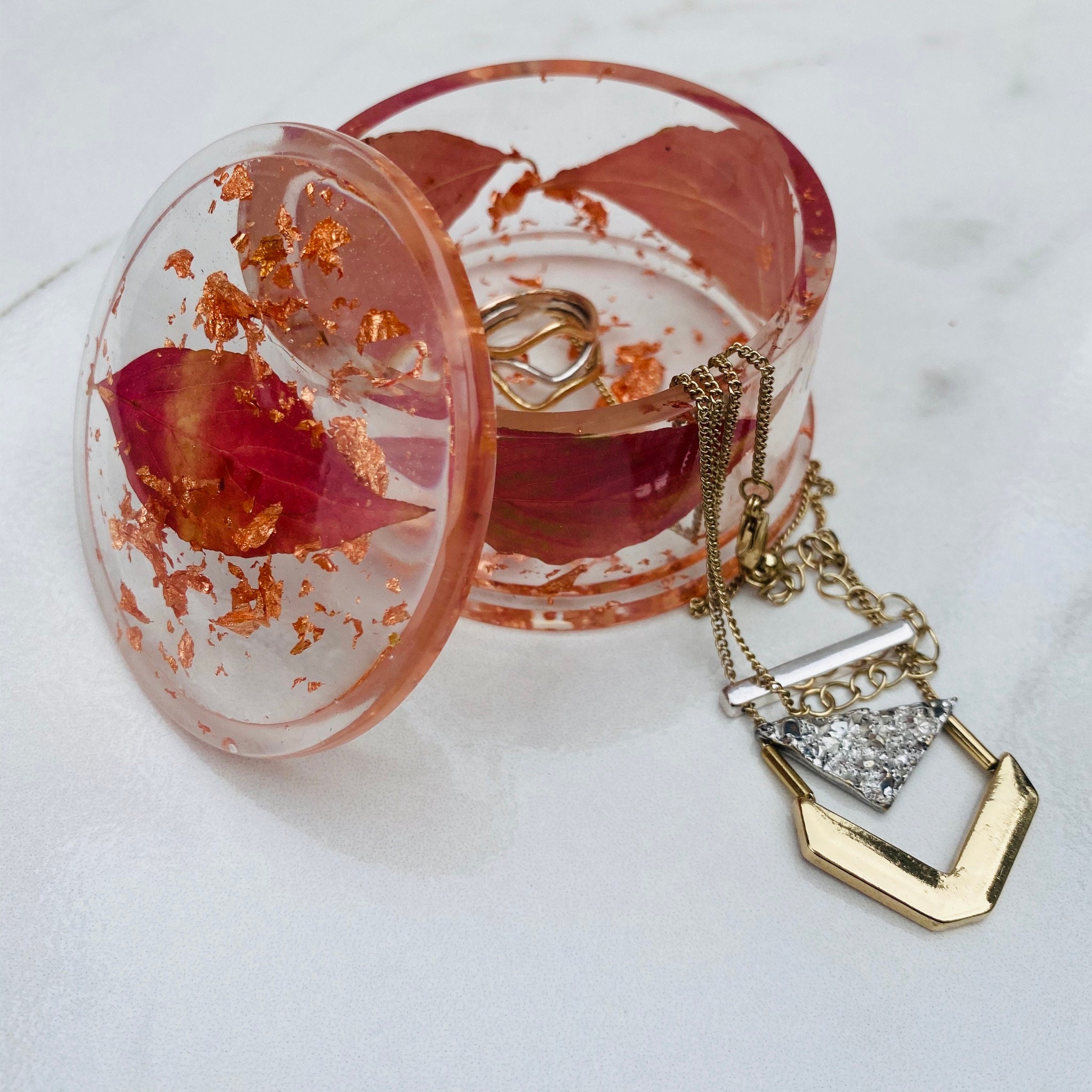 Resin ring holder with flowers Round Jewelry Holder Wedding Etsy