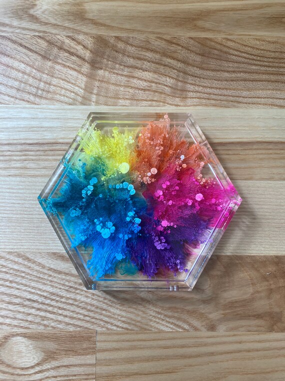 Rainbow Coasters Custom Coasters Colorful Coaster Epoxy Resin Coasters