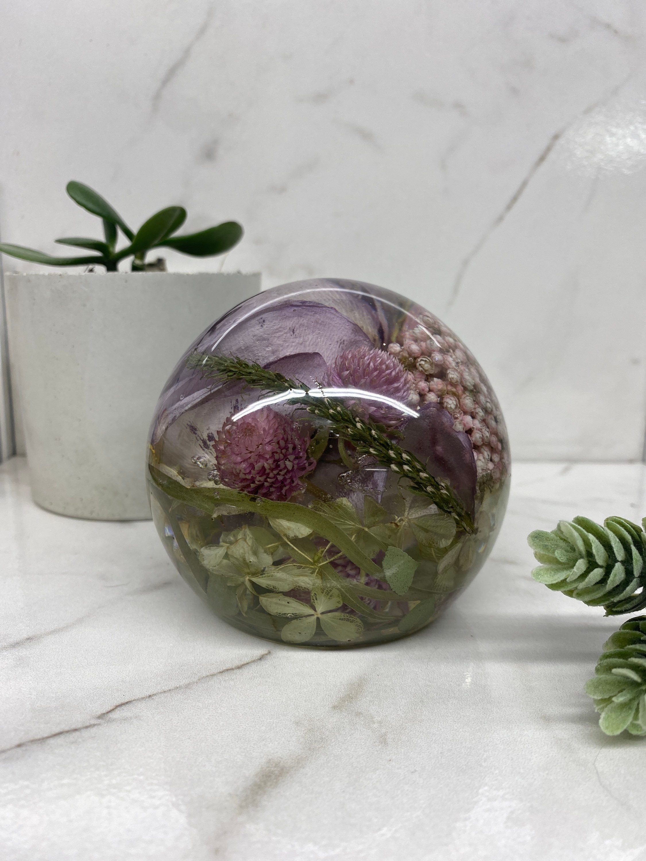 Flower Resin Paperweight Floral Preservation Large Etsy