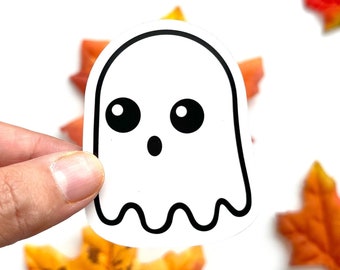 Ghost Kawaii and Cute Spooky Halloween Sticker | Die cut, bullet journal, planner, laptop decal, glossy jumbo sticker