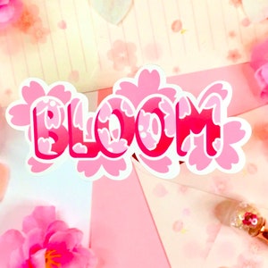 Cute Pink Cherry Blossom (Sakura) Word Sticker | Die cut, bullet journal, planner, laptop decal, glossy jumbo sticker