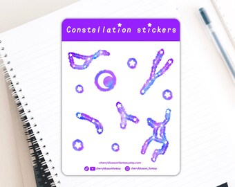 Constellation/Zodiac Celestial Stars Sticker Sheet (Space, Galaxy, Night, Astronomy) | Kiss cut, bullet journal, planner, matte