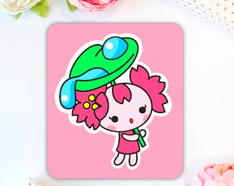 Cute Art Print- Sakura Mascot: Kawaii Art Print | Wall Decor | Pastel Print | Aesthetic Art Print | Square Print