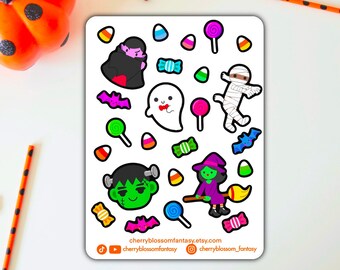 Cute & Kawaii Halloween Sticker Sheet | Kiss cut, bullet journal, planner, glossy