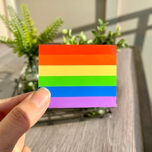 Rainbow Pride Flag Sticker (Rectangle & Heart) | Die cut, bullet journal, planner, laptop decal, glossy jumbo sticker