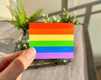 Rainbow Pride Flag Sticker (Rectangle & Heart) | Die cut, bullet journal, planner, laptop decal, glossy jumbo sticker