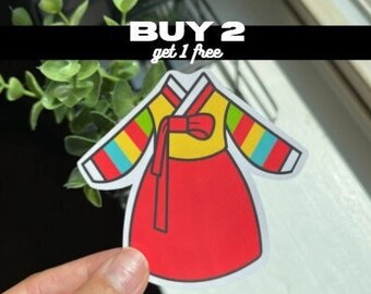 South Korean Hanbok Dress Sticker | Die cut, bullet journal, planner, laptop decal, glossy jumbo sticker