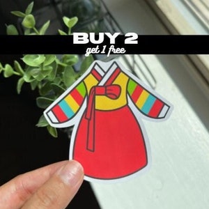 South Korean Hanbok Dress Sticker | Die cut, bullet journal, planner, laptop decal, glossy jumbo sticker