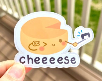 Kawaii Cute Cheese Sticker | Die cut, bullet journal, planner, laptop & hydroflask/ waterbottle decal, glossy jumbo sticker