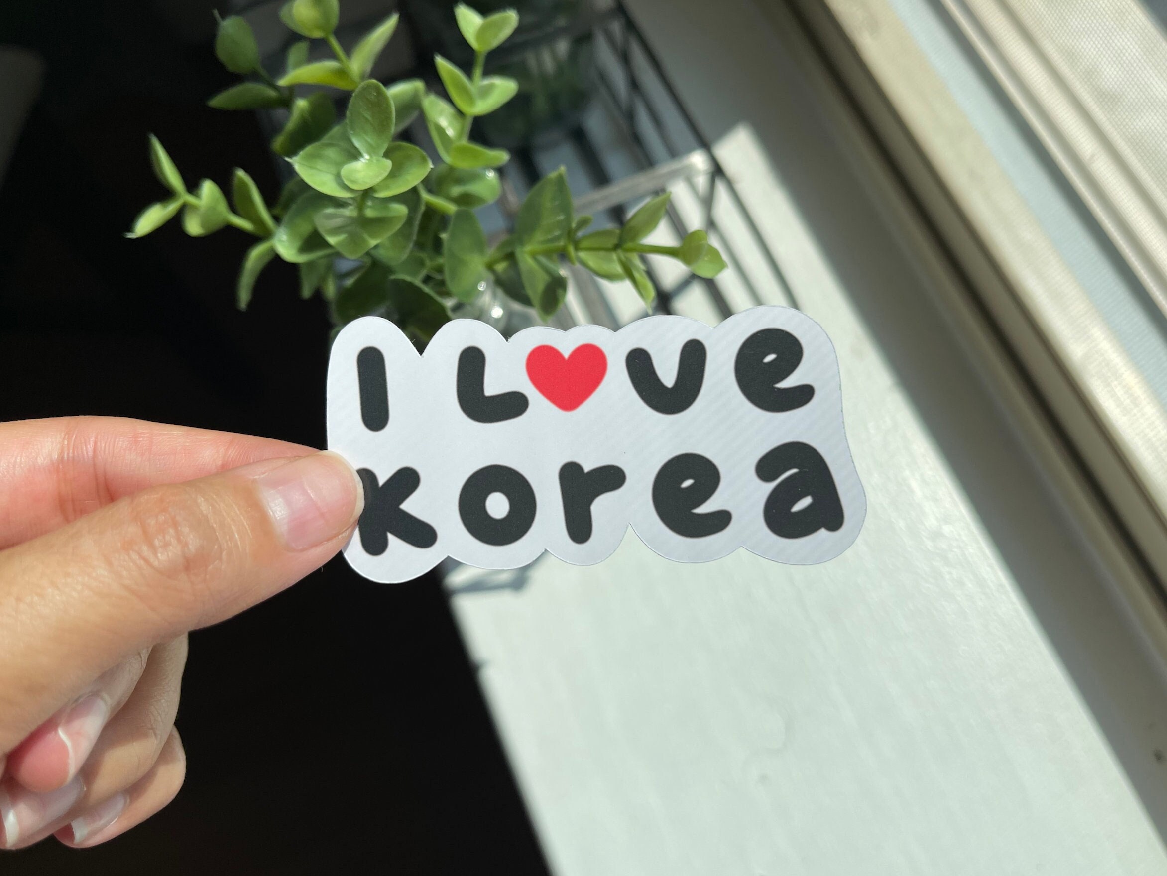 I Love Korea Sticker | Die cut, bullet journal, planner, laptop decal, glossy jumbo sticker