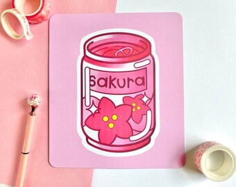 Cute Art Print- Sakura Soda: Kawaii Art Print | Wall Decor | Pastel Print | Aesthetic Art Print | Food Print | Square Print