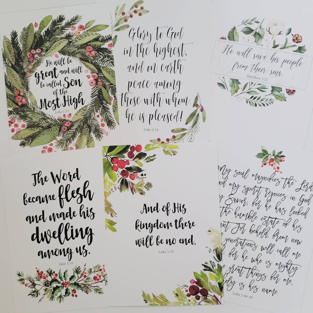 Christmas Scripture Cards, Christmas Bible Verse Cards, Downloadable ...