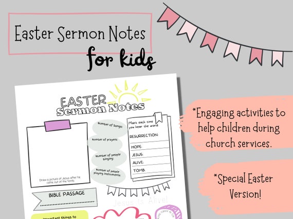 Sermon Notes for Kids Easter Sermon Notes Children's | Etsy