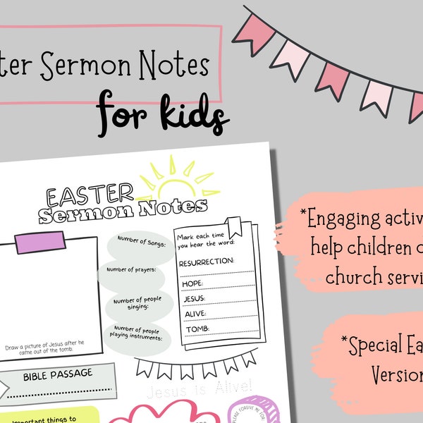 Sermon Notes for Kids, Easter Sermon Notes, Children's Ministry, Kids Ministry, Sermon Notes, Sermon Notes for Children,