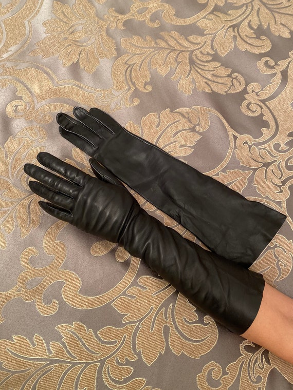 Vintage Goatskin Leather Black Opera Gloves