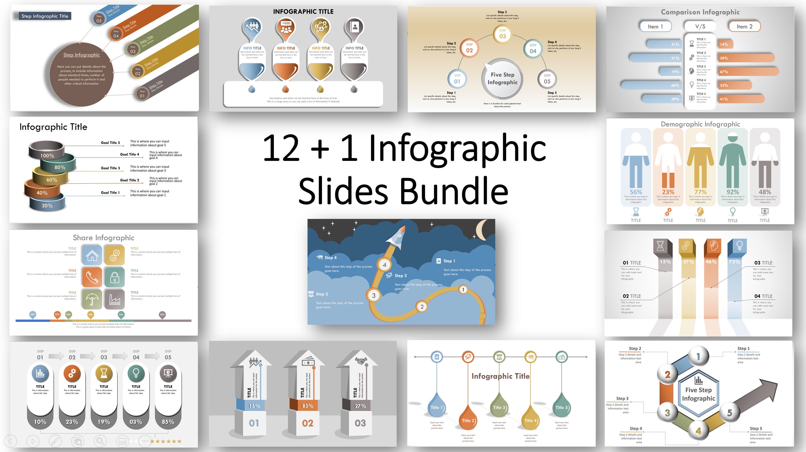 Infographic Powerpoint Slides Bundle - Etsy