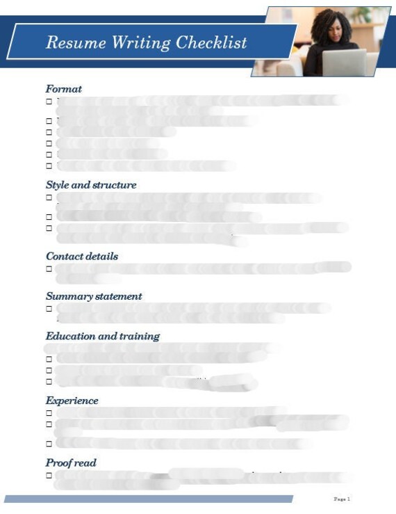 Resume Writing Checklist Etsy
