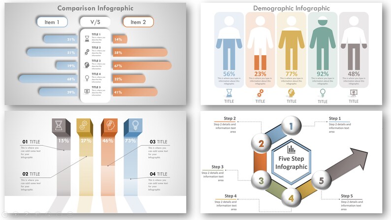 Infographic Powerpoint Slides Bundle - Etsy