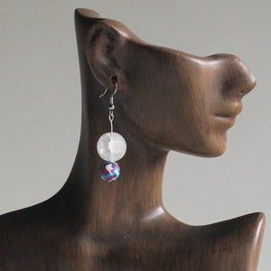 Unique Handmade Colorful Funky Moon Statement Dangle Earrings