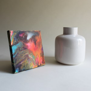 Abstract Colorful Paint Pouring Acrylic Fluid Art Original Painting - Flourish