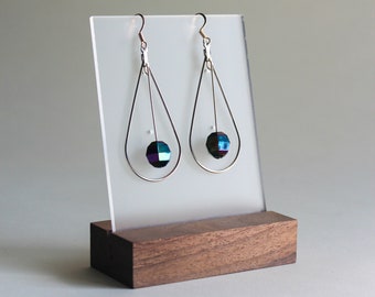 Geometric Teardrop Unique Handmade Colorful Funky Iridescent Rainbow Disco Statement Dangle Earrings