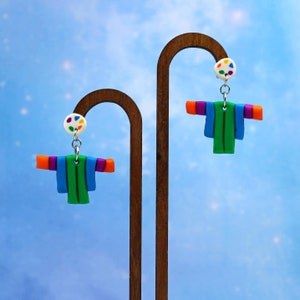 The Seismic | Green + Blue + Orange + Purple | Handmade Colorful Funky Polymer Clay Statement Bold Modern Hypoallergenic Dangle Earrings