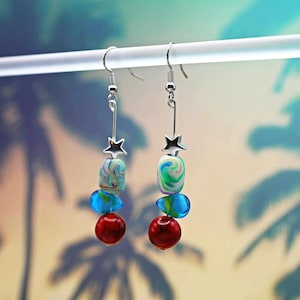 The Bowie | Multicolor | Handmade Colorful Funky Polymer Clay Glass Bead Statement Bold Maximalist Modern Hypoallergenic Dangle Earrings