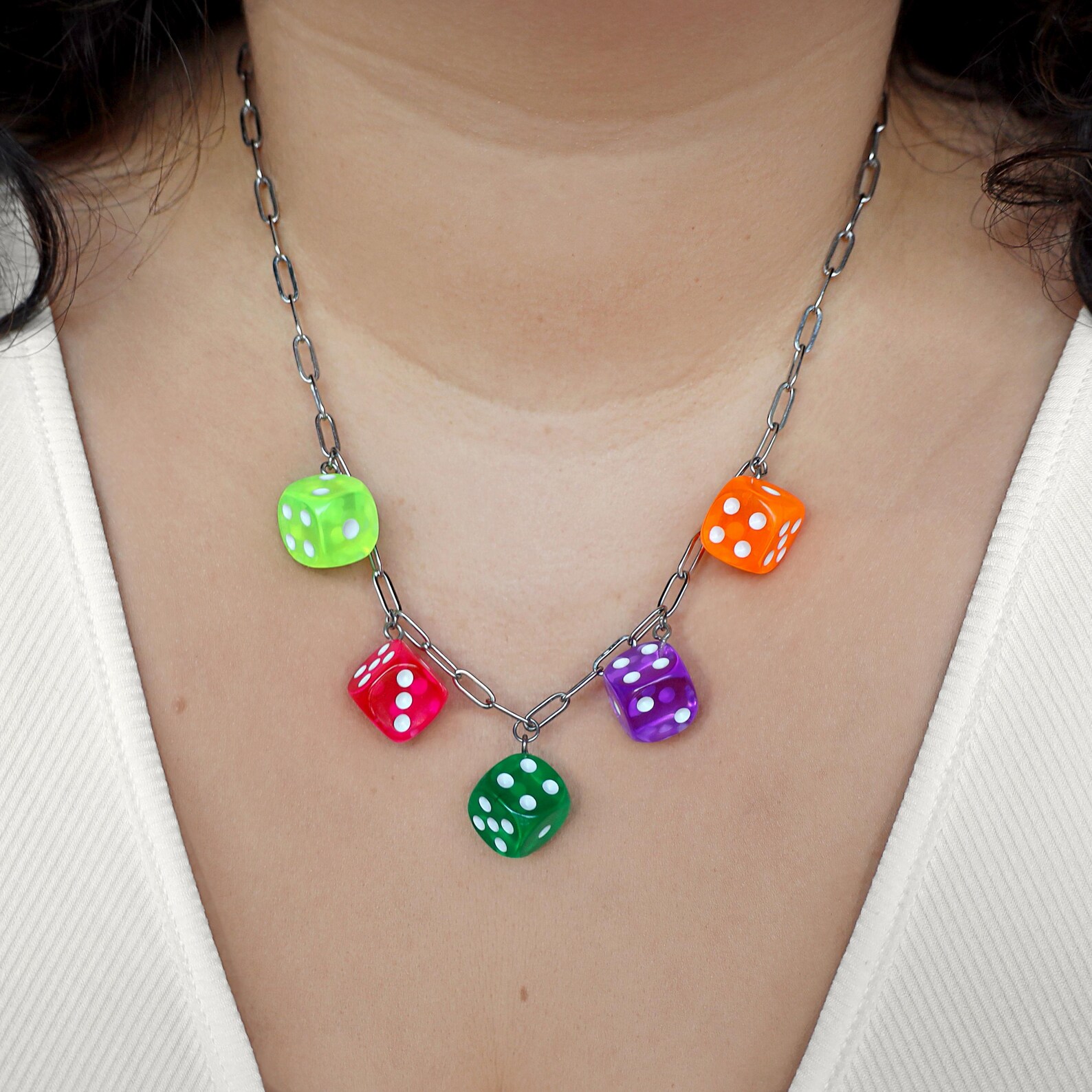 The Lucky Dice | Silver + Rainbow | Handmade Stainless Steel Paperclip ...
