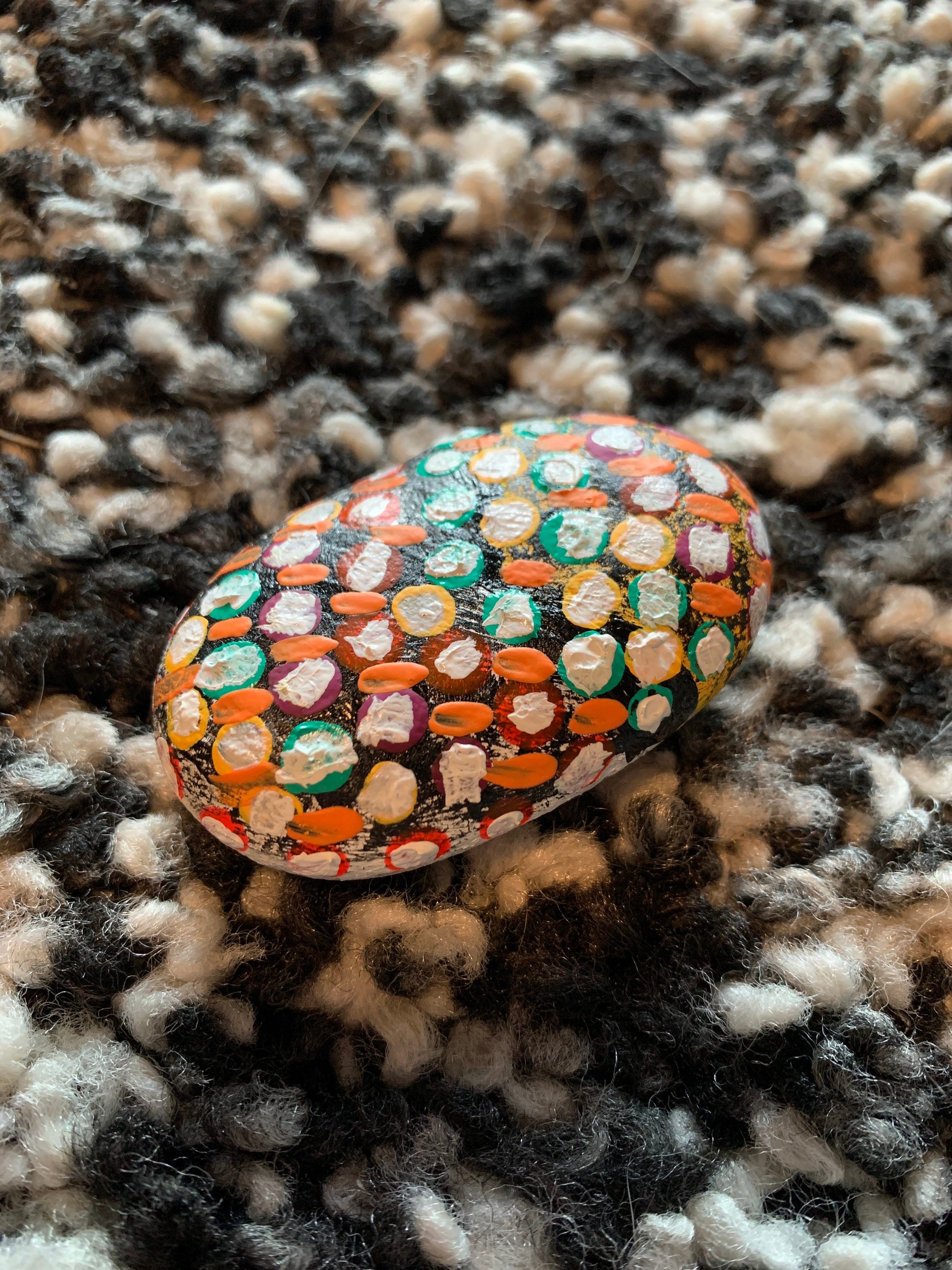 Painted Abstract Rock Etsy