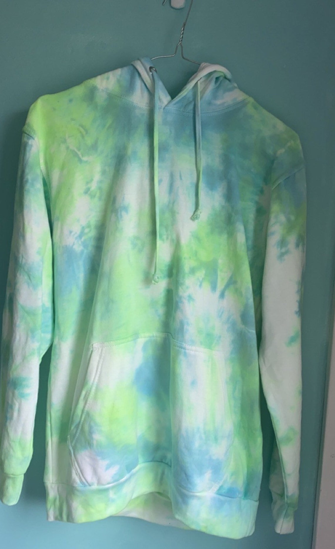 Unisex Tie-dye Hoodie Green and Teal - Etsy UK