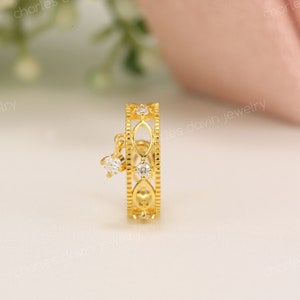 Victorian Lace Trendy Ear Cuffs, Non Pierced Ear Cuff, 18k Real Gold Drop Diamond Conch Cuff, Ear Wrap Crawler Earrings, Helix Cuff Earrings