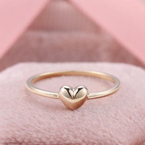 Anel de noivado em formato de coração, anéis de promessa de coração de amor em ouro maciço, anel gravado eu te amo, anéis fofos para namorada, presente de dia dos namorados