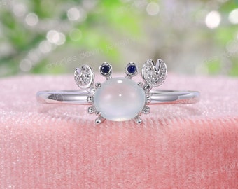 Icy Translucent Jadeite Crab Ring, Symbolic Crab Feng Shui, Lucky Charm Jade Ring, Good Luck Fortune Jewelry, Grade A Natural Burmese Jade
