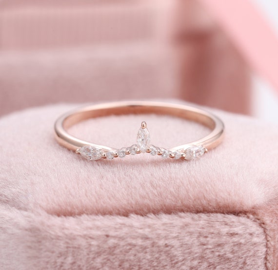 Buy Marquise Diamond Wedding Band, Cute Matching Wedding Rings