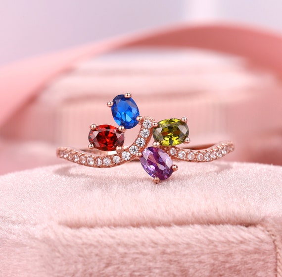 Birthstone rings for mom 4 stones deals
