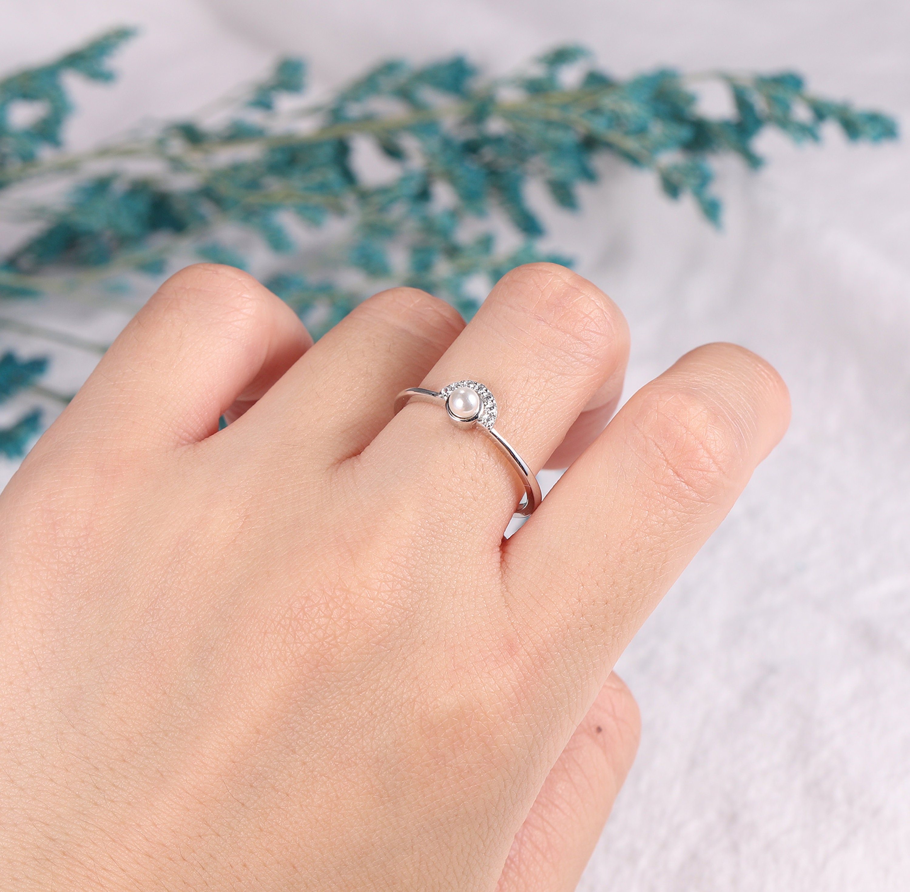 Half hotsell pearl ring