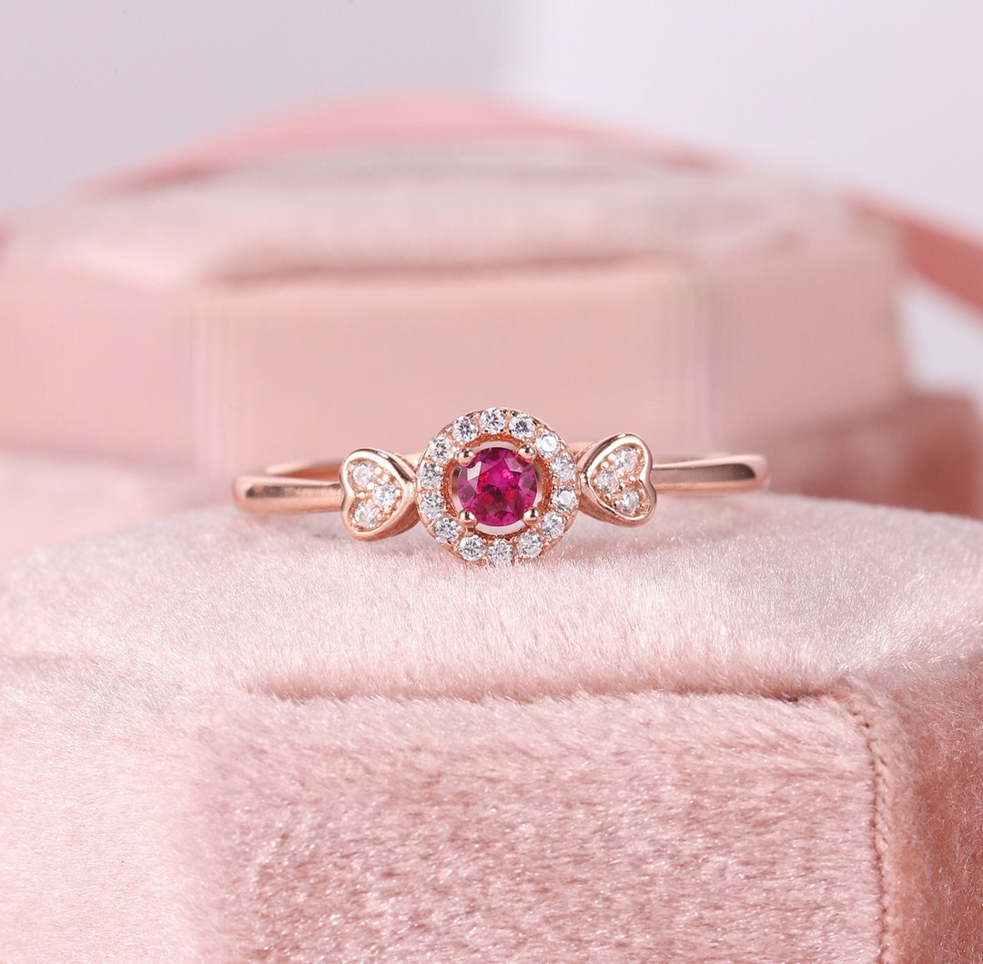 Fuchsia Ruby Diamond Verlovingsringen Natuurlijke Ruby - Etsy België