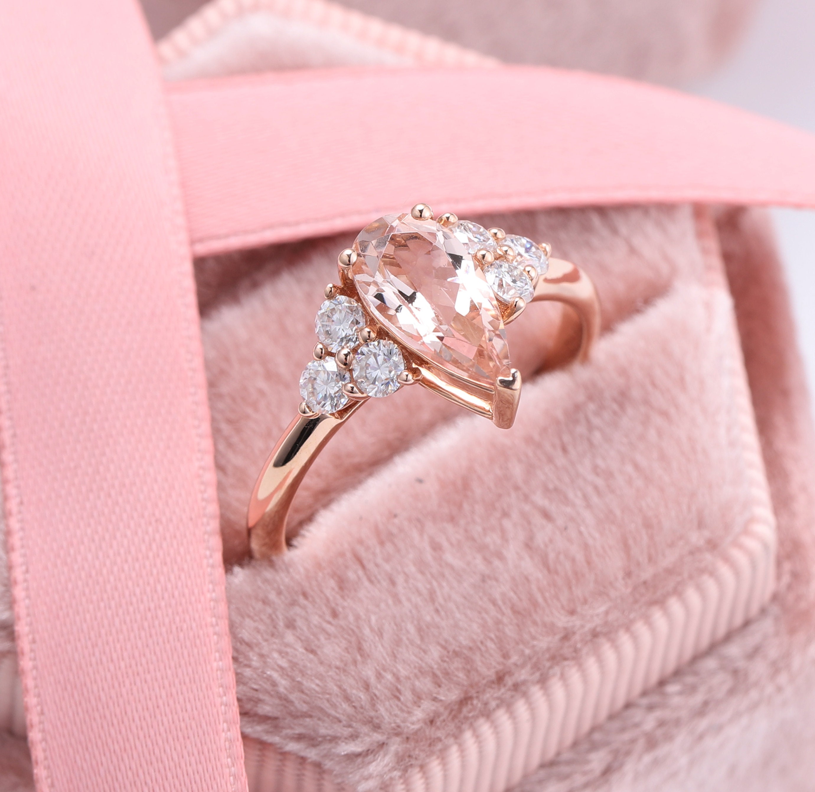 14K Rose Gold Morganite Engagement Rings Natural Pink | Etsy