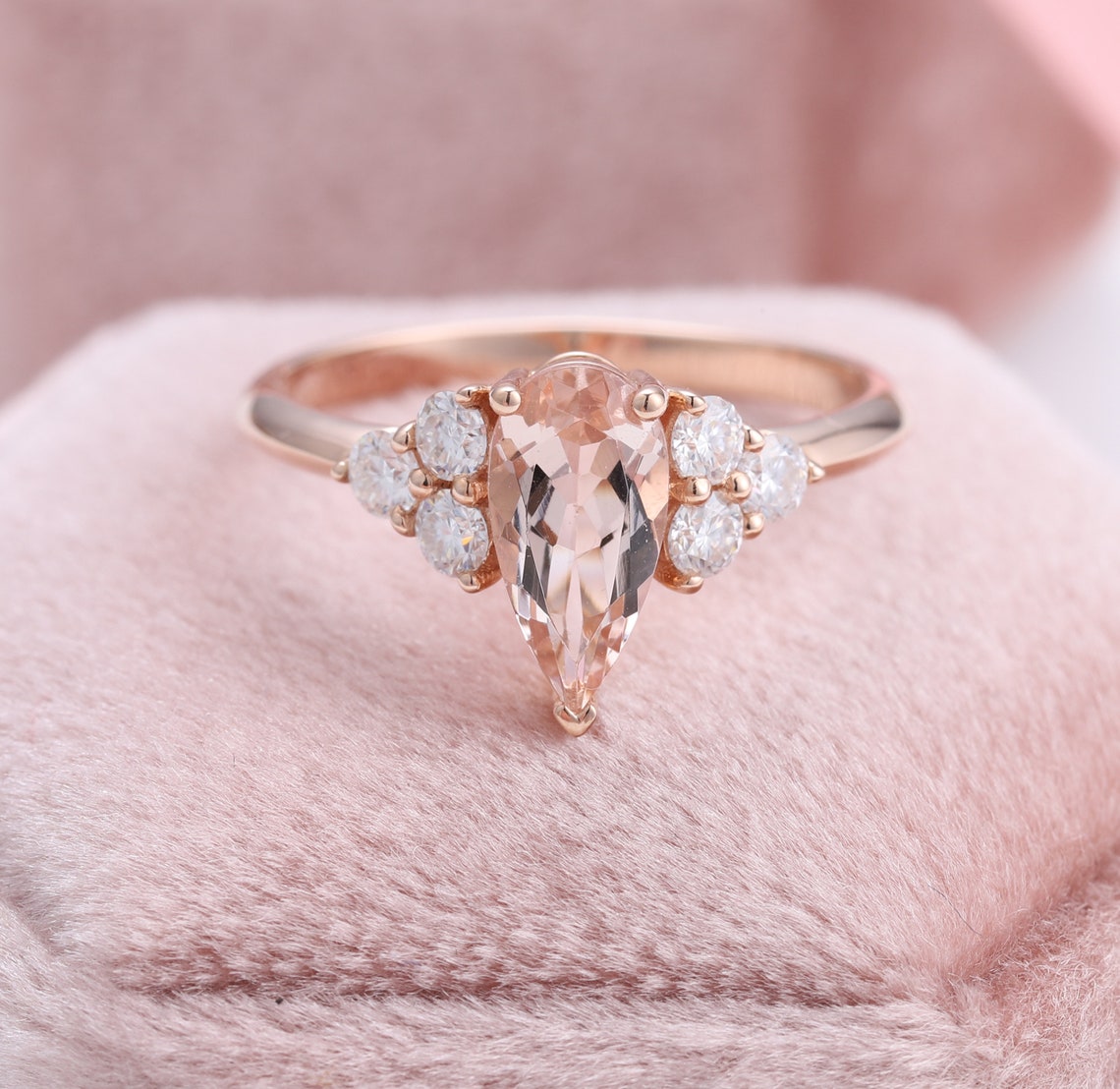 14K Rose Gold Morganite Engagement Rings Natural Pink | Etsy
