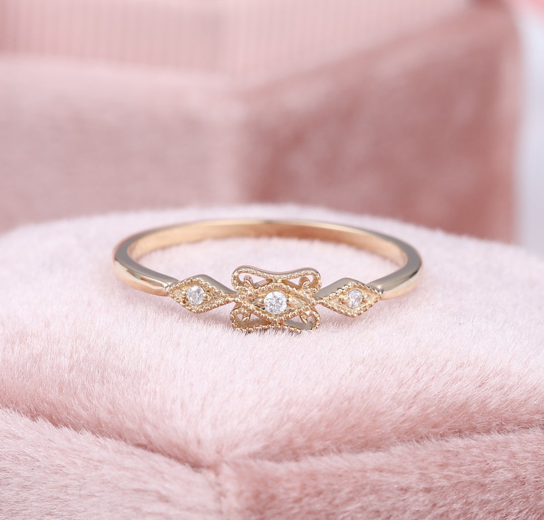 Victorian Diamond Ring, Vintage Art Deco Anniversary Rings, Small ...